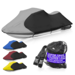 Trailerable Jet Ski Cover, Waterproof Marine Grade 600D Heavy Duty Polyester PWC Cover Gray/Black